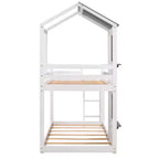 Bellemave Lit Superposé Cabane pour Enfants avec Toit et Fenêtre, Cadre en Bois Massif, Barrières de Sécurité et Échelle, Lit Superposé Gain de Place
