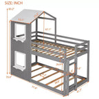 Bellemave Lit Superposé Cabane pour Enfants avec Toit et Fenêtre, Cadre en Bois Massif, Barrières de Sécurité et Échelle, Lit Superposé Gain de Place