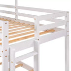 Bellemave Lit Superposé Cabane pour Enfants avec Toit et Fenêtre, Cadre en Bois Massif, Barrières de Sécurité et Échelle, Lit Superposé Gain de Place