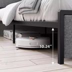 Cadre de lit King Size avec ports USB et 2 tiroirs de rangement, lit plateforme tapissé avec tête de lit étagère, Gris