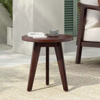 Table d'appoint Marina avec plateau rond et trois pieds, en bois d'acacia, pour chambre ou salon
