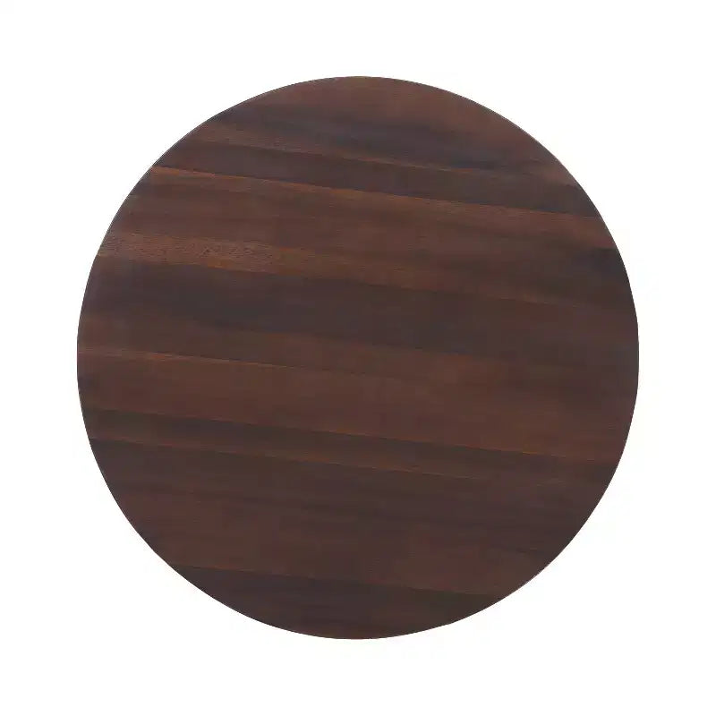 Table d'appoint Marina avec plateau rond et trois pieds, en bois d'acacia, pour chambre ou salon