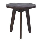 Table d'appoint Marina avec plateau rond et trois pieds, en bois d'acacia, pour chambre ou salon