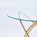 Dining Table with Metal Leg and Tempered Glass Top, Modern Space-Saving Design for Kitchen or Living Room