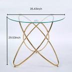 Table de salle à manger avec pied en métal et plateau en verre trempé, design moderne et compact pour cuisine ou salon
