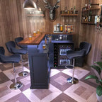 GDLF L Shaped Home Bar Cabinet with Fridge Space, Oversized Modern Basement Bar Table