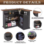 GDLF L Shaped Home Bar Cabinet with Fridge Space, Oversized Modern Basement Bar Table