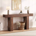 63 Entryway Console Table, Wooden Narrow Long Sofa Table with Power Outlet, Rectangular Behind Couch Table, Foyer Table for Living Room