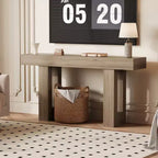 63 Entryway Console Table, Wooden Narrow Long Sofa Table with Power Outlet, Rectangular Behind Couch Table, Foyer Table for Living Room
