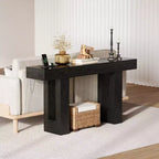 63 Entryway Console Table, Wooden Narrow Long Sofa Table with Power Outlet, Rectangular Behind Couch Table, Foyer Table for Living Room