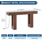 63 Entryway Console Table, Wooden Narrow Long Sofa Table with Power Outlet, Rectangular Behind Couch Table, Foyer Table for Living Room