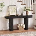 63 Entryway Console Table, Wooden Narrow Long Sofa Table with Power Outlet, Rectangular Behind Couch Table, Foyer Table for Living Room