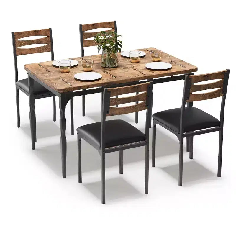 Ensemble table à manger 5 pièces, table et chaises de salle à manger de style industriel pour 4 personnes, ensemble de table de cuisine pour salle à manger cuisine appartement