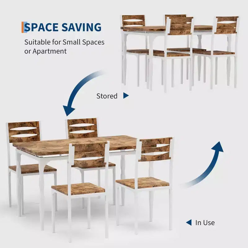 Ensemble table à manger 5 pièces, table et chaises de salle à manger de style industriel pour 4 personnes, ensemble de table de cuisine pour salle à manger cuisine appartement
