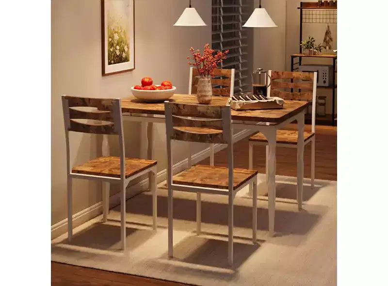 Ensemble table à manger 5 pièces, table et chaises de salle à manger de style industriel pour 4 personnes, ensemble de table de cuisine pour salle à manger cuisine appartement