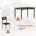 Ensemble table à manger 5 pièces, table et chaises de salle à manger de style industriel pour 4 personnes, ensemble de table de cuisine pour salle à manger cuisine appartement