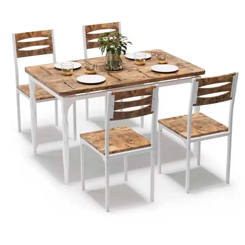 Ensemble table à manger 5 pièces, table et chaises de salle à manger de style industriel pour 4 personnes, ensemble de table de cuisine pour salle à manger cuisine appartement