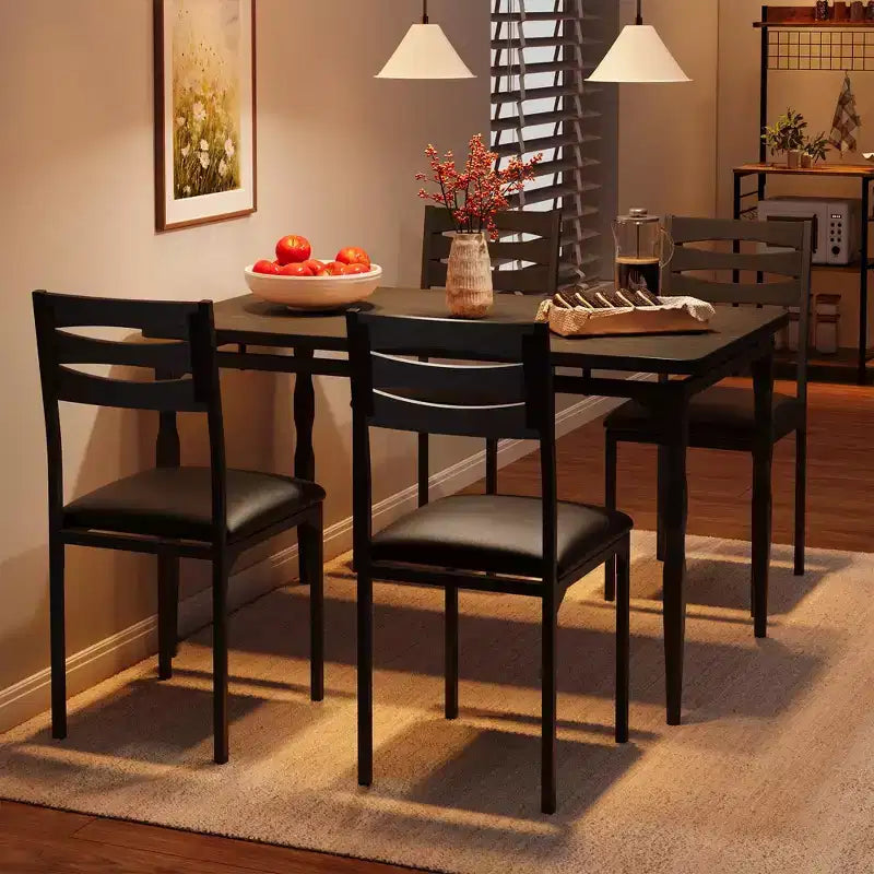 Ensemble table à manger 5 pièces, table et chaises de salle à manger de style industriel pour 4 personnes, ensemble de table de cuisine pour salle à manger cuisine appartement