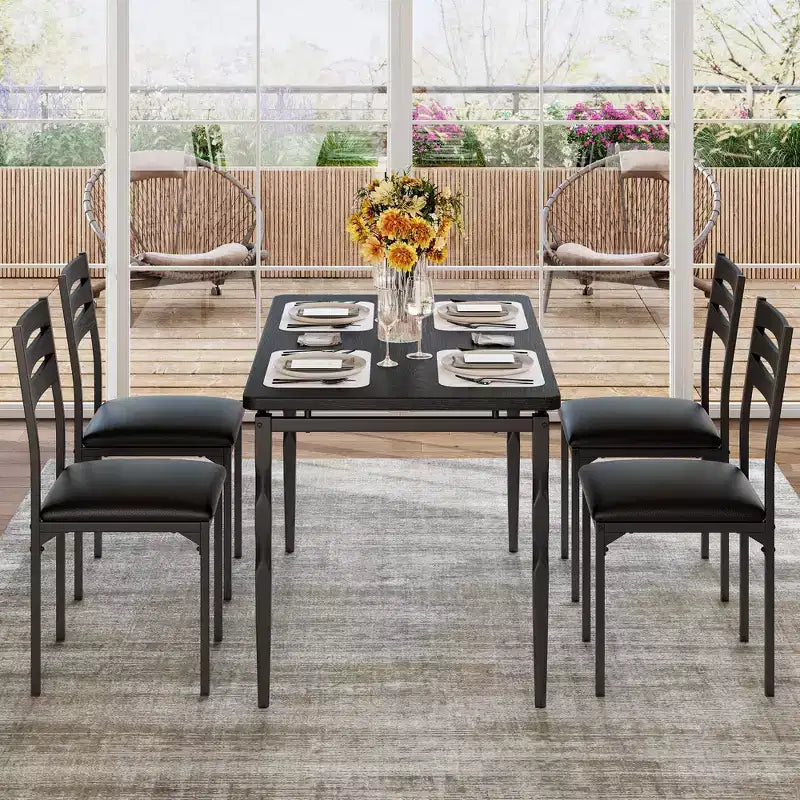 Ensemble table à manger 5 pièces, table et chaises de salle à manger de style industriel pour 4 personnes, ensemble de table de cuisine pour salle à manger cuisine appartement