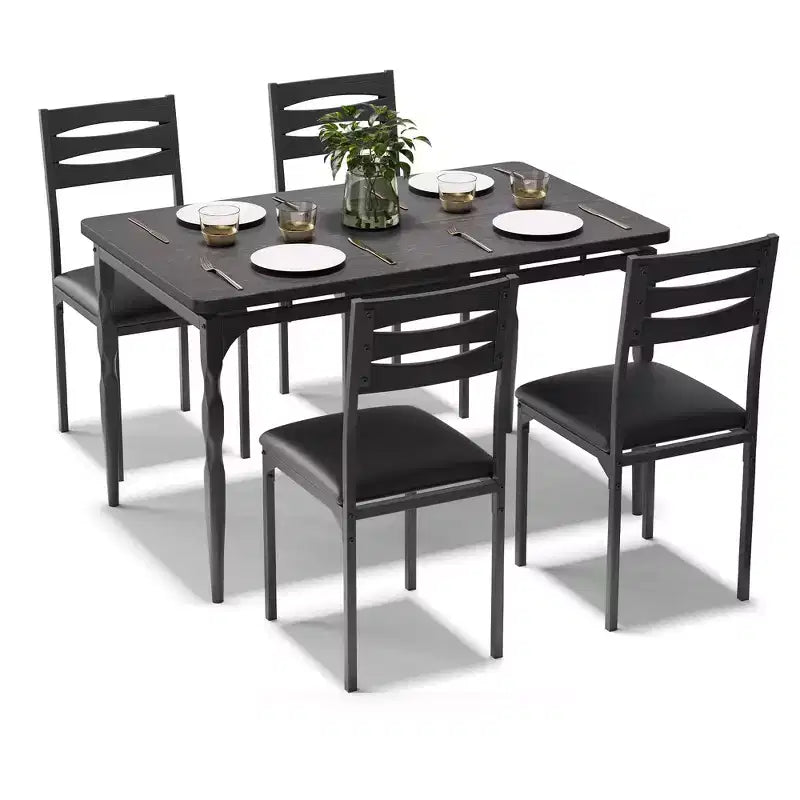Ensemble table à manger 5 pièces, table et chaises de salle à manger de style industriel pour 4 personnes, ensemble de table de cuisine pour salle à manger cuisine appartement