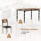 Ensemble table à manger 5 pièces, table et chaises de salle à manger de style industriel pour 4 personnes, ensemble de table de cuisine pour salle à manger cuisine appartement