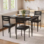 5 Piece Dining Table Set, Industrial Style Dining Table and Chairs Set for 4, Kitchen Table Set for Dining Room Kitchen Apartment