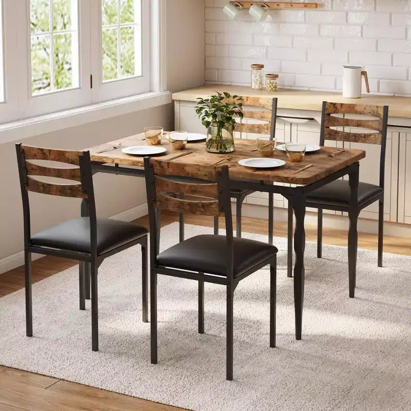 Ensemble table à manger 5 pièces, table et chaises de salle à manger de style industriel pour 4 personnes, ensemble de table de cuisine pour salle à manger cuisine appartement