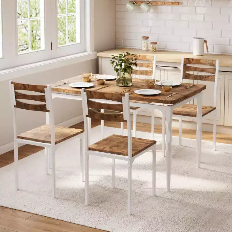 Ensemble table à manger 5 pièces, table et chaises de salle à manger de style industriel pour 4 personnes, ensemble de table de cuisine pour salle à manger cuisine appartement