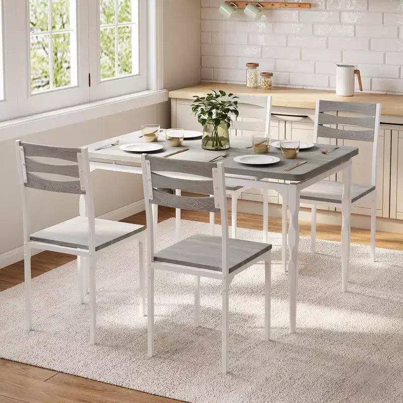 Ensemble table à manger 5 pièces, table et chaises de salle à manger de style industriel pour 4 personnes, ensemble de table de cuisine pour salle à manger cuisine appartement
