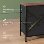 63 Wide TV Stand with 9 Fabric Drawers,Metal Frame Media Console & Storage Organizer Featuring a Wooden Top, 27 Deep for Living Room,Bedroom