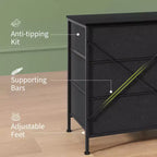 63 Wide TV Stand with 9 Fabric Drawers,Metal Frame Media Console & Storage Organizer Featuring a Wooden Top, 27 Deep for Living Room,Bedroom