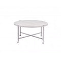 HomeRoots 36 White and Silver Metal Round Cross Legs Coffee Table