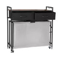 VEVOR 3 Section Laundry Sorter, Rolling Laundry Hamper with 2 Drawers, Hooks & Wheels, Rolling Basket Organizer Storage, Black+Gray