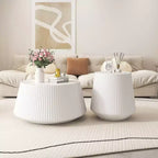 Table d'appoint ronde moderne avec finition en cuir PU, dessus en pierre frittée blanche, table d'appoint élégante pour le salon ou les petits espaces - Panipeachy
