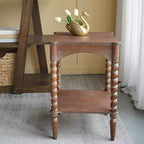 Table d'appoint carrée rustique en bois GDFStudio Vaibhav avec pieds torsadés en spirale et étagère inférieure