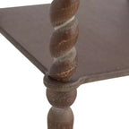 Table d'appoint carrée rustique en bois GDFStudio Vaibhav avec pieds torsadés en spirale et étagère inférieure