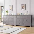 Commode moderne large à 7 tiroirs avec poignées métalliques, meuble de rangement en bois pour chambre à coucher, couloir ou entrée