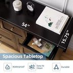 Commode moderne large à 7 tiroirs avec poignées métalliques, meuble de rangement en bois pour chambre à coucher, couloir ou entrée