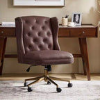 Hazel Traditional Faux Leather Wingback Office Chair with Tufted|ARTFUL LIVING DESIGNS-CAMEL