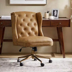 Hazel Traditional Faux Leather Wingback Office Chair with Tufted|ARTFUL LIVING DESIGNS-CAMEL