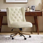 Hazel Traditional Faux Leather Wingback Office Chair with Tufted|ARTFUL LIVING DESIGNS-CAMEL