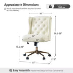 Hazel Traditional Faux Leather Wingback Office Chair with Tufted|ARTFUL LIVING DESIGNS-CAMEL