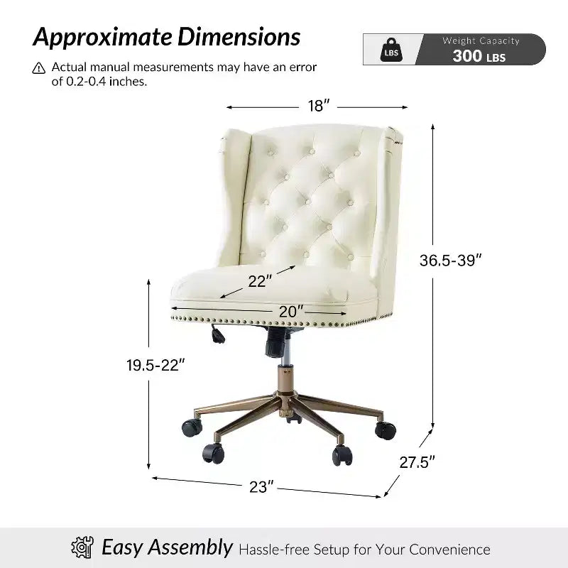 Hazel Traditional Faux Leather Wingback Office Chair with Tufted|ARTFUL LIVING DESIGNS-CAMEL