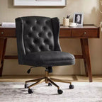 Hazel Traditional Faux Leather Wingback Office Chair with Tufted|ARTFUL LIVING DESIGNS-CAMEL