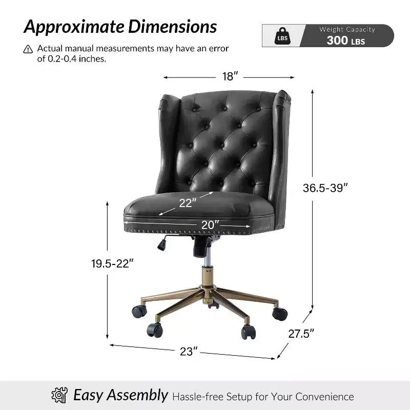 Hazel Traditional Faux Leather Wingback Office Chair with Tufted|ARTFUL LIVING DESIGNS-CAMEL