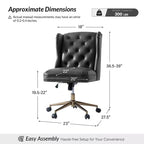 Hazel Traditional Faux Leather Wingback Office Chair with Tufted|ARTFUL LIVING DESIGNS-CAMEL