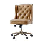 Hazel Traditional Faux Leather Wingback Office Chair with Tufted|ARTFUL LIVING DESIGNS-CAMEL