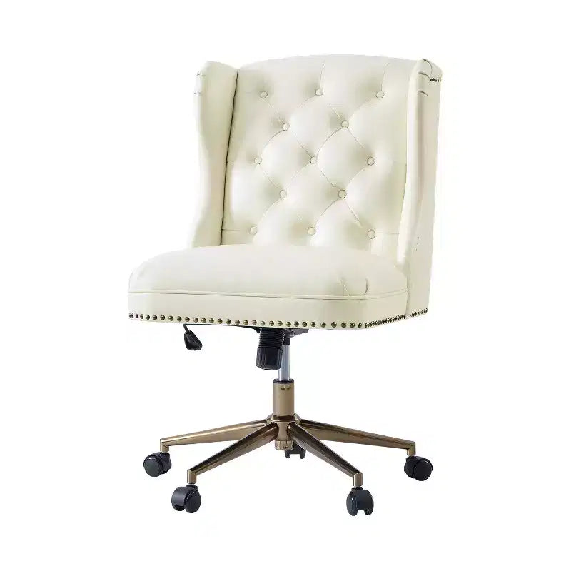 Hazel Traditional Faux Leather Wingback Office Chair with Tufted|ARTFUL LIVING DESIGNS-CAMEL