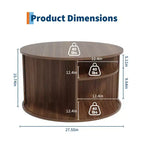 Table basse moderne du milieu du siècle de 28 po avec rangement, table d'appoint cannelée avec porte coulissante à tambour pour le salon