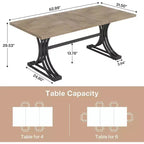 Lantine 63-Inch Rectangular Modern Dining Table with Grey Tabletop and Stylish Black Metal Legs, Seats 4 to 6 (Only Table)